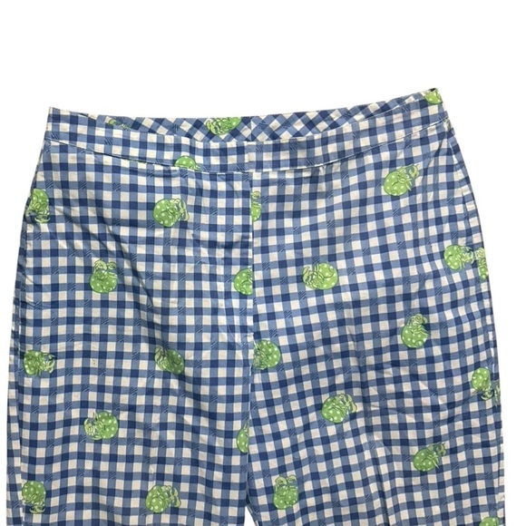 Lilly Pulitzer Blue Cotton Capri Hermit Crab Gingham Check Pants White Lbl 8 - Picture 5 of 12
